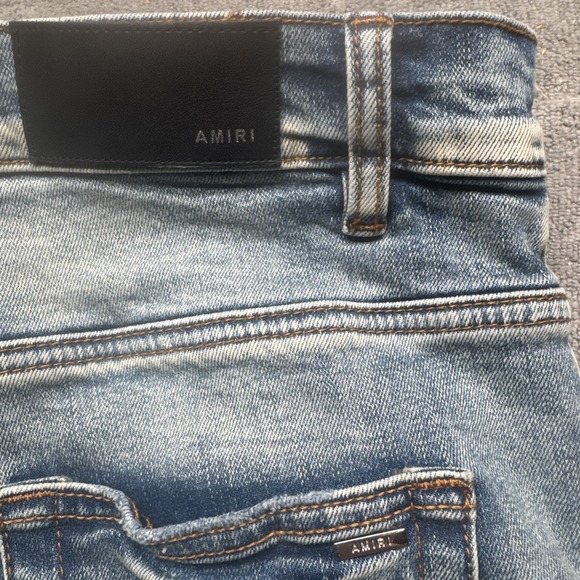 Amiri Womens Thrasher Bandana Jeans Size 32 Ripped Raw Hem‎ Punk Moto Fit Y2k - Picture 6 of 13